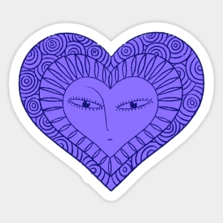 Love purple face heart on white background Sticker